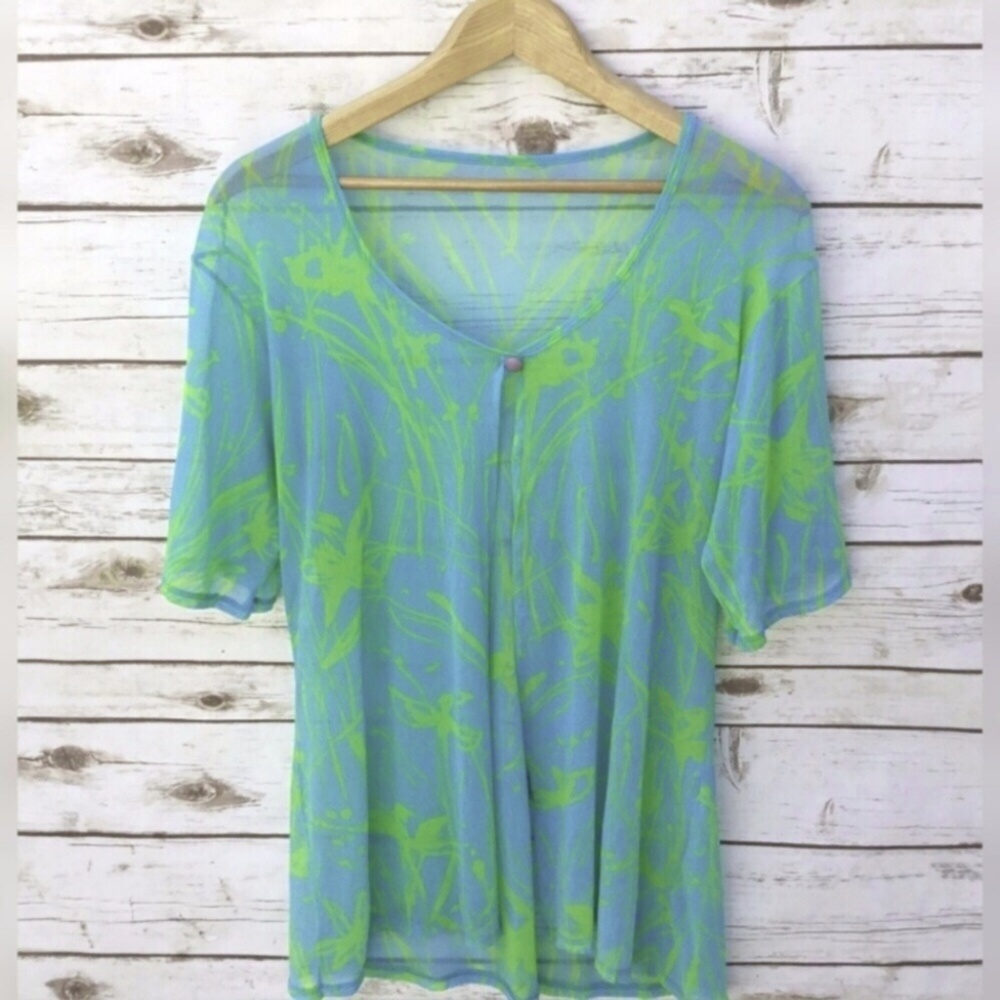 Bronce Blue and Lime Green Bathing Suit Cover Up